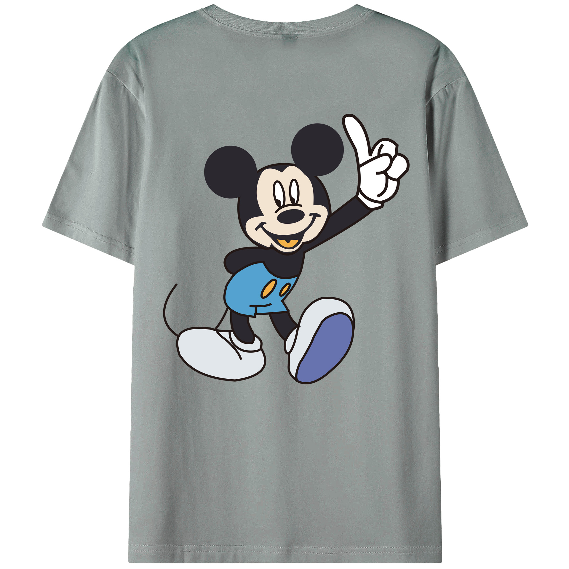ミッキーマウス Mickey Mouse 綿100％ メンズ半袖Tシャツ（バックプリント） 通気性